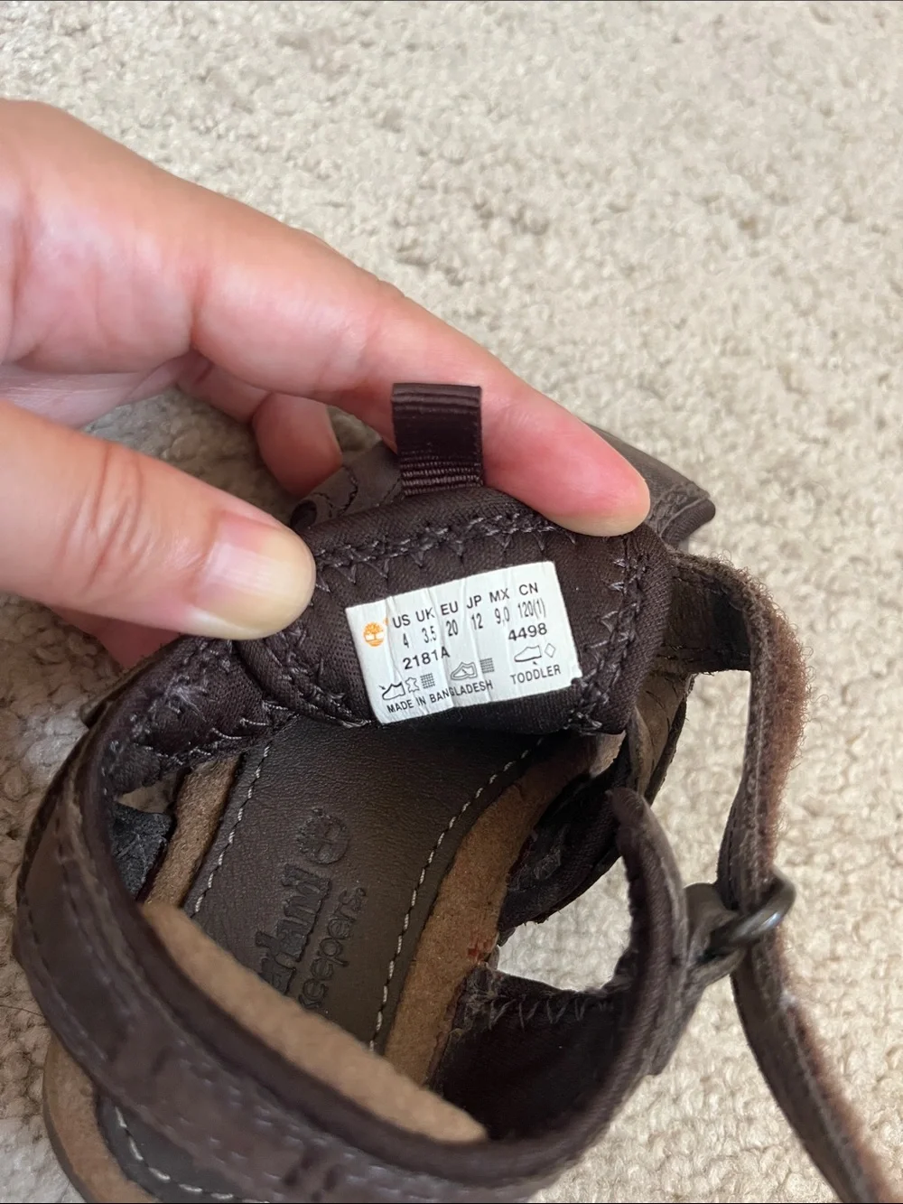 Timberland Baby Toddler Brown Leather Fisherman Sandals Close Toe size 4